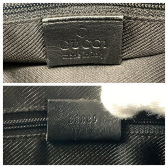 GUCCI black GG canvas leather tote bag shoulder - Picture 4 of 10